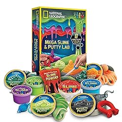 NATIONAL GEOGRAPHIC Mega Slime Kit & Putty Lab – 4 Types of Amazing Slime for Girls & Boys Plus 4 Types of Putty…