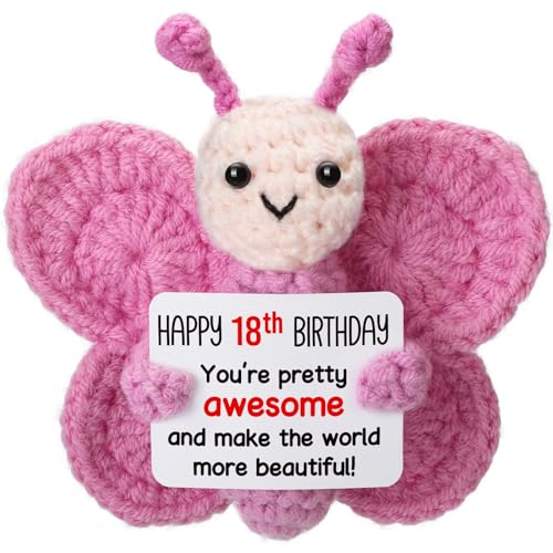 Weming 18th Birthday Gifts for Girls, Mini Crochet Pink Butterfly