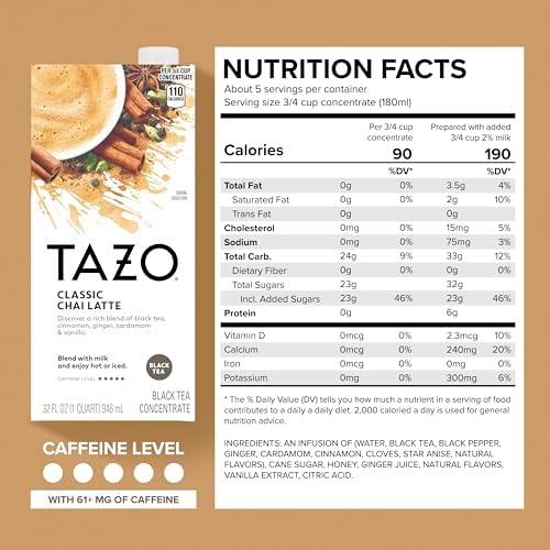 TAZO Classic Chai Latte Concentrate, 32 oz Carton - 1
