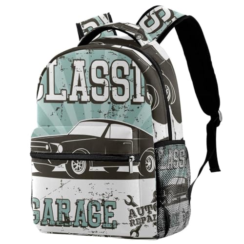 Sac à dos grand volume pour ado et collégien style voiture rétro