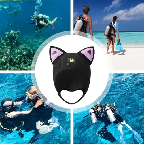 Capucha de buceo con orejas de gato y neopreno flexible de 3 mm 6