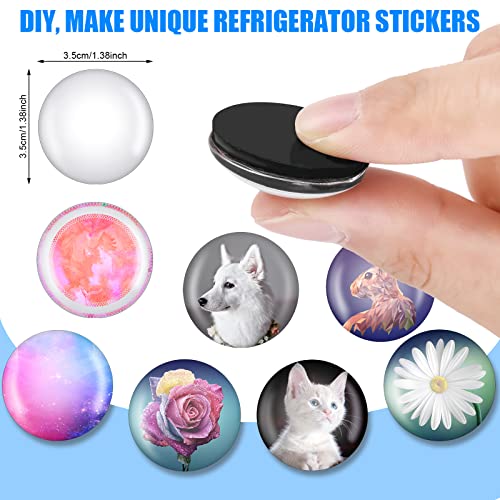 Outus 48 Pieces Ceramic Magnets For Diy Crafts With Transparent Glass Cabochons, Clear Glass Dome And Ferrite Magnets Small Refrigerator Magnets And Cabochons Tiles For Fridge (1.4 Inch/ 35 Mm) #TOP1