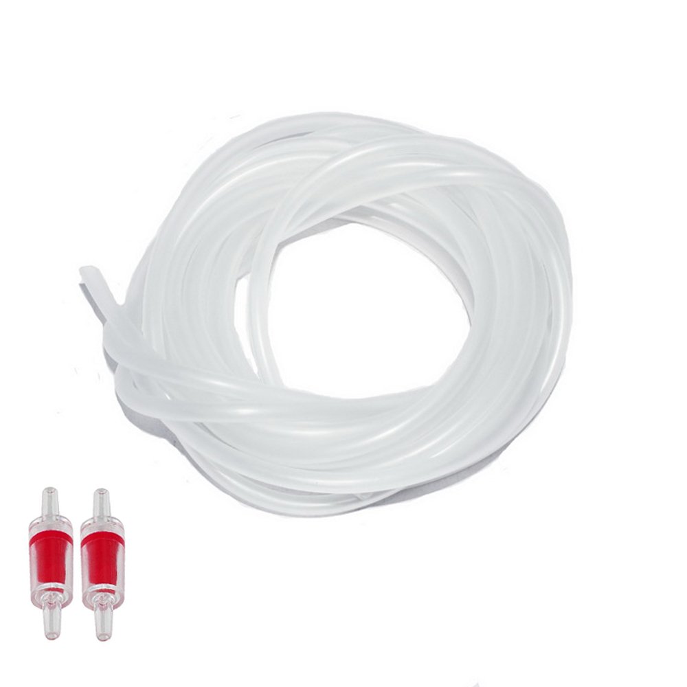Doutop 6 mm aquarium hose/silicon tube with 2 check valves, for 4 mm socket, 5m long, transparent, silicone, for aquarium fish tank air pump