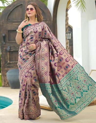 Image of Yashika Women's Banarasi Kanjivaram Silk Woven Saree | Animal Printed Patola Silk Saree for Women