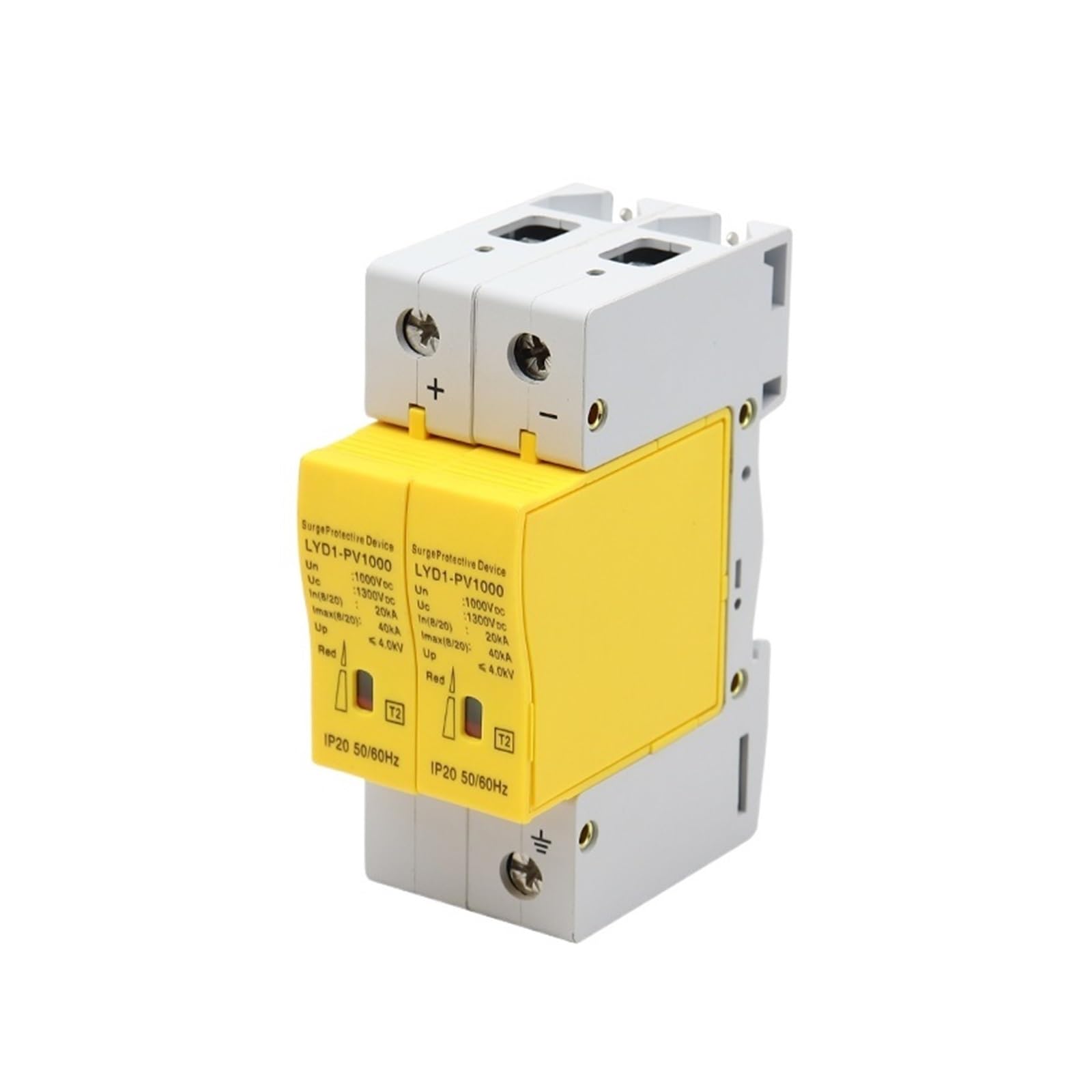 NISZA Parafoudre Solaire photovoltaïque DC, 1 pièce, Rail DIN 2P, 1000V IP20, 50/60Hz, Interrupteur de Protection Contre la Foudre, modulaire 20KA-60KA (Color : DC1000V 30-60KA, Size : 3P-31)
