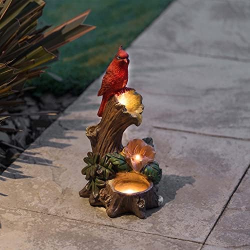 GloBrite Outdoor Bird Waterfall Ornament Light - Garden Lantern, Animal Figurine with Solar Powered Waterproof Resin Decor for Lawn Patio Decoration Gift