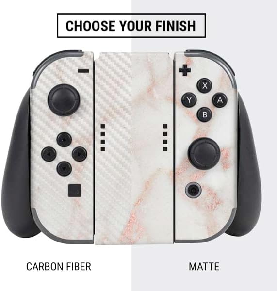 Skinit Decal Gaming Skin Compatible with Nintendo Switch Bundle - Rose Gold Marble Design