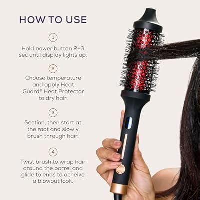 Sutra Thermal Brush - Lightweight Heated Round Brush for Hair Styling & Blow Out - Digital Display, Auto Shut-Off & Ionic Technology - Professional Styling Tools for All Hair Types