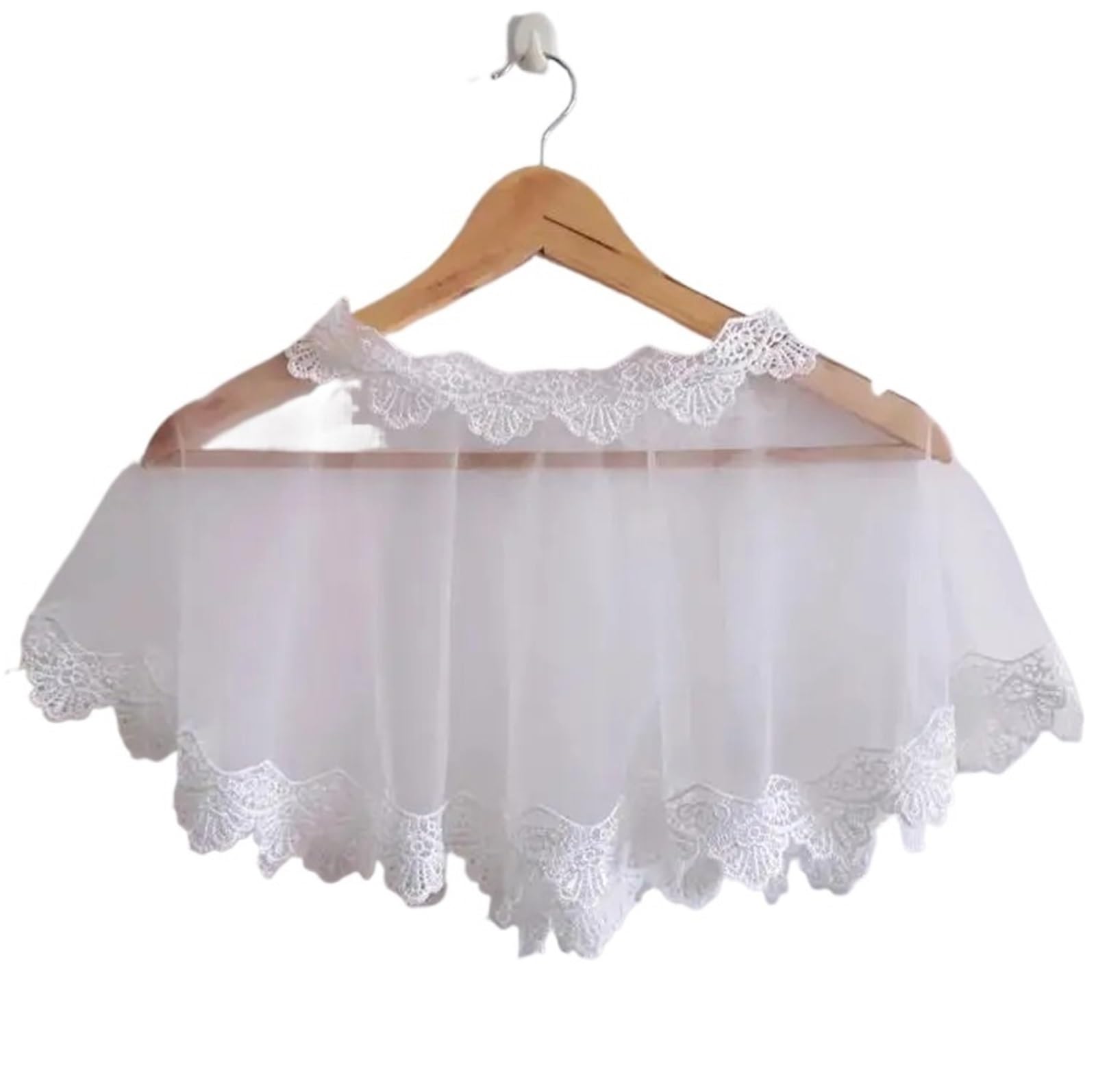 HEUchuan Wedding Dress Shawl Red Lace Appliqued Cape Bolero for Women - Bridal Marriage Party Wraps and Shawls(White)