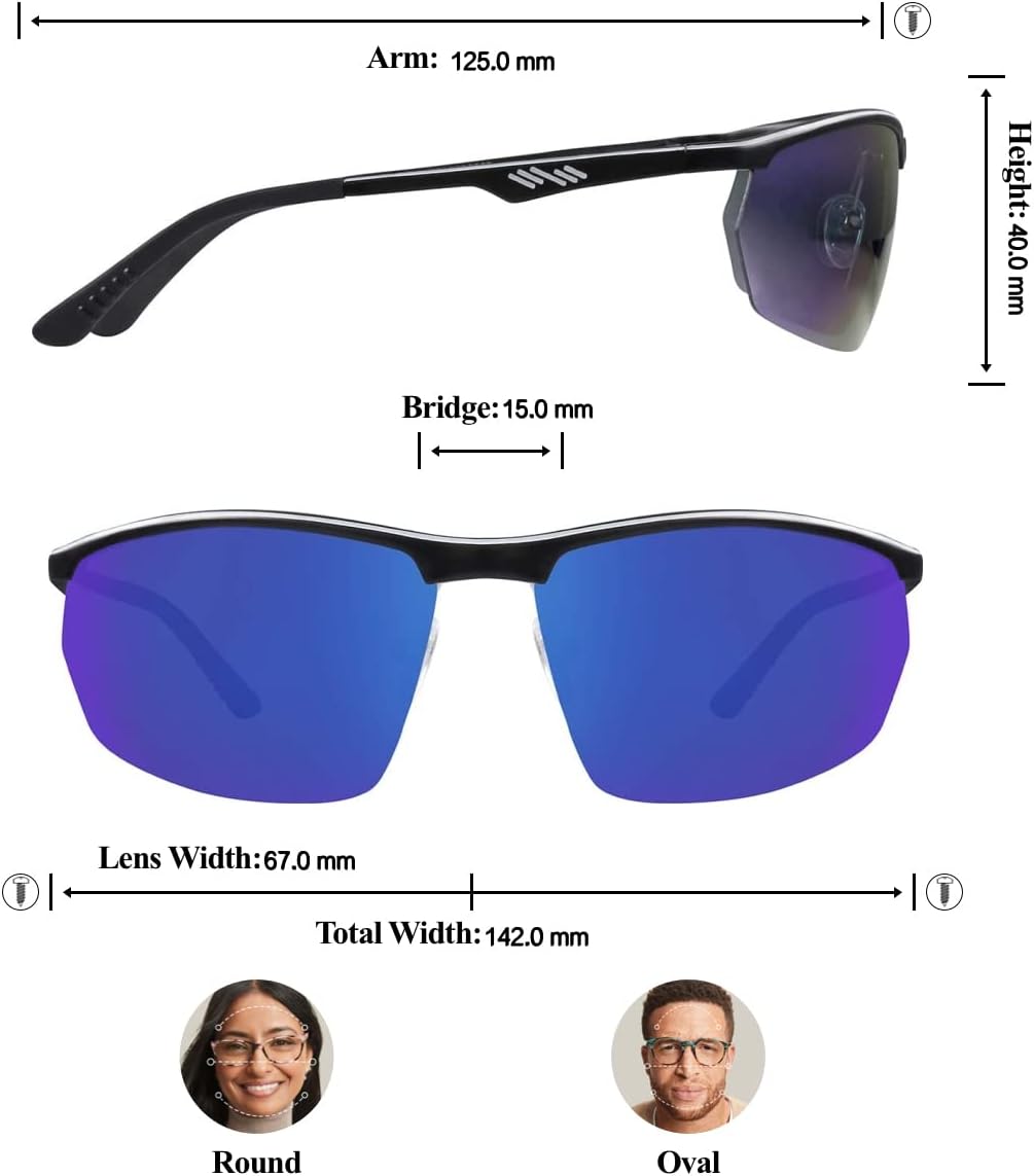 ZENNI Polarized Sports Sunglasses UltraLight Men's Eyewear, UV400