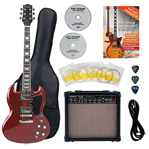 Rocktile Pro S-Red Guitare Electrique Heritage Starter Set + Set Accessoires+ Ampli - Les Beatles, Paul McCartney, John Lennon, RIngo Starr, George Harrison Rocktile Pro S-Red Guitare Electrique Heritage Starter Set + Set Accessoires+ Ampli