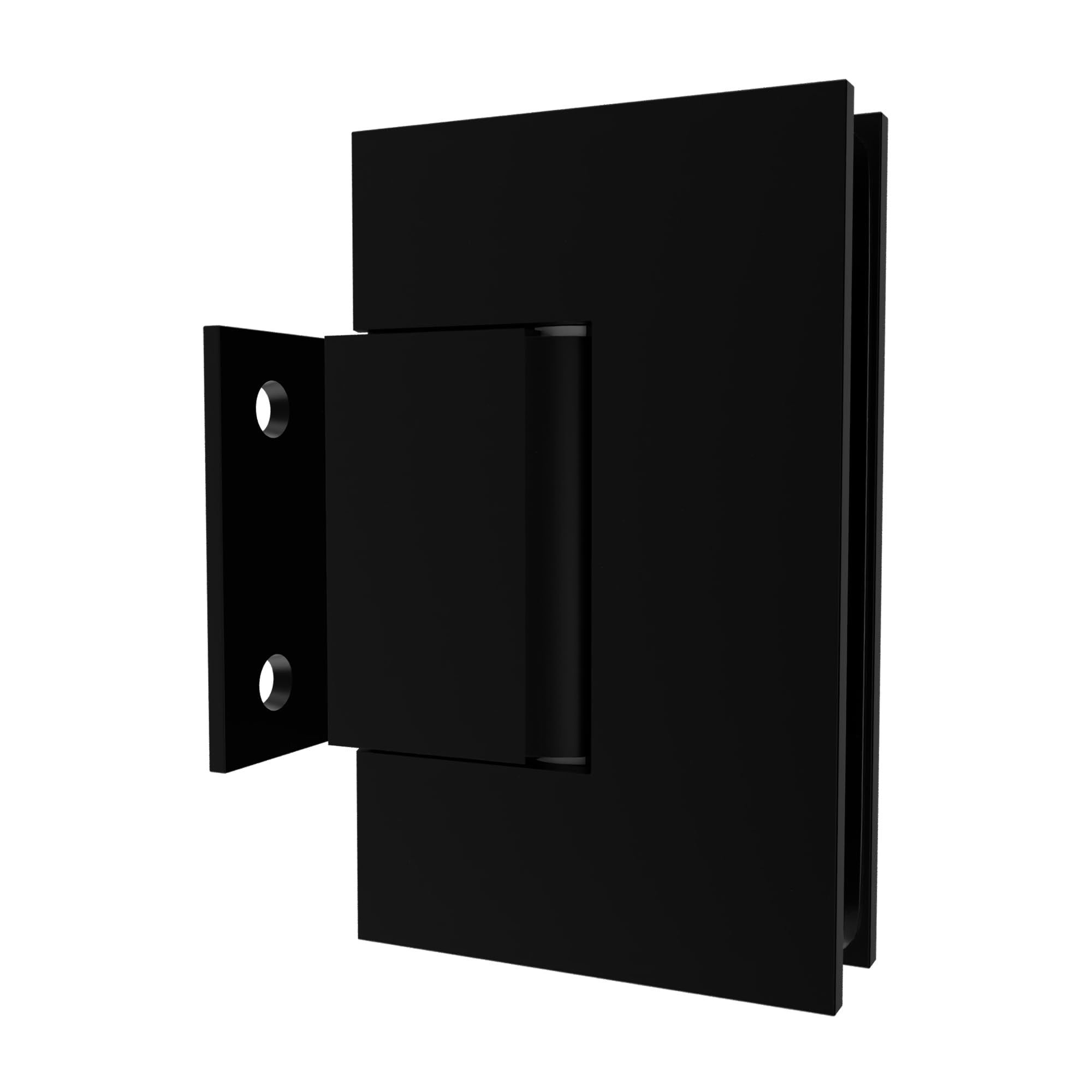 Brixwell Wall Mount Short Back Plate Hinge, Brass, Matte Black Finish, 4" Height x 2-5/16" Width, Self-Centering 90 Degree in and Out Swing for 3/8" to 1/2" Glazing Thickness Shower Doors