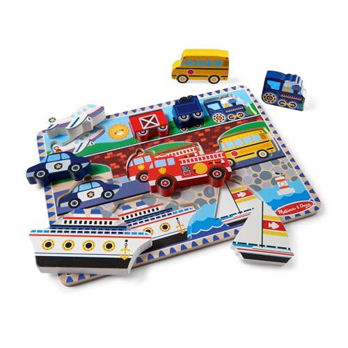 Melissa & Doug Vehicles Wooden Chunky Puzzle - Plane, Train, Cars...