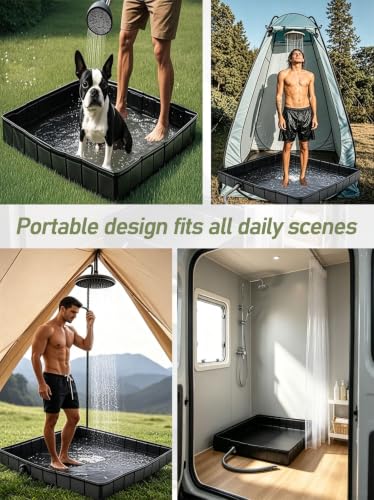 Kit de Ducha para Camping, Alfombrilla Grande para Ducha al Aire Libre, Base Portátil Antideslizante miniatura 6