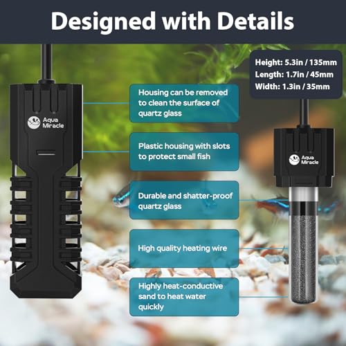 Image of AquaMiracle Aquarium Heater, 100W Submersible Fish Tank Heater with LED Digital Display, Overheat Protection & Auto Power-Off When Out of Water, for Freshwater and Saltwater Fish Tanks (10-20 Gal)