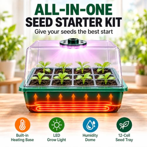 Heated Seed Starter Kit with Grow Light, 36-Cell Seed Starting Tray with Built-in Heating Base, Humidity Dome & Adjustable Vents for Indoor Seed Germination by DZLight - Used condition - Image 2