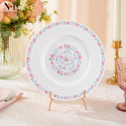 Image of NFI essentials 10.5 Inch Premium Ceramic Dinner Plate, Serving Plate for Main Course, Pasta, Rice, Salad & Meals, Microwave & Dishwasher Safe Kitchen Dinner Plate