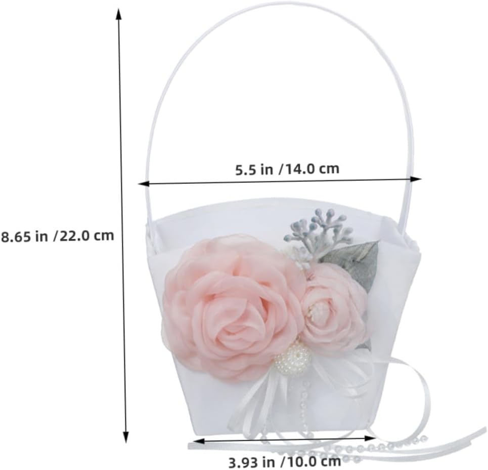 Handheld Wedding Flower Basket with Petal Storage Fabric Bridal Basket for Wedding Party and Ceremony Supplies Flower Storage Container for Bride