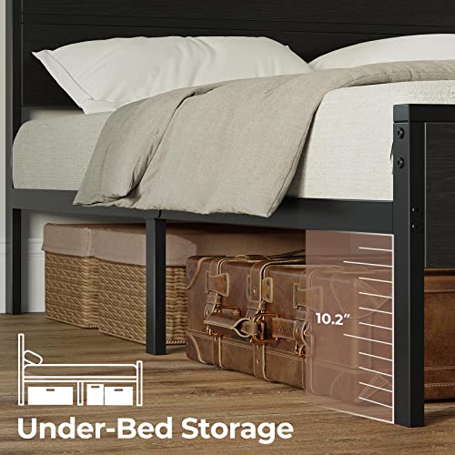 Rolanstar Bed Frame With Charging Station, Queen Bed Frame With Led Lights Headboard, Metal Platform, Strong Metal Slats Support, 10.2” Under Bed Storage Clearance, No Box Spring Needed, Noise Free #TOP3