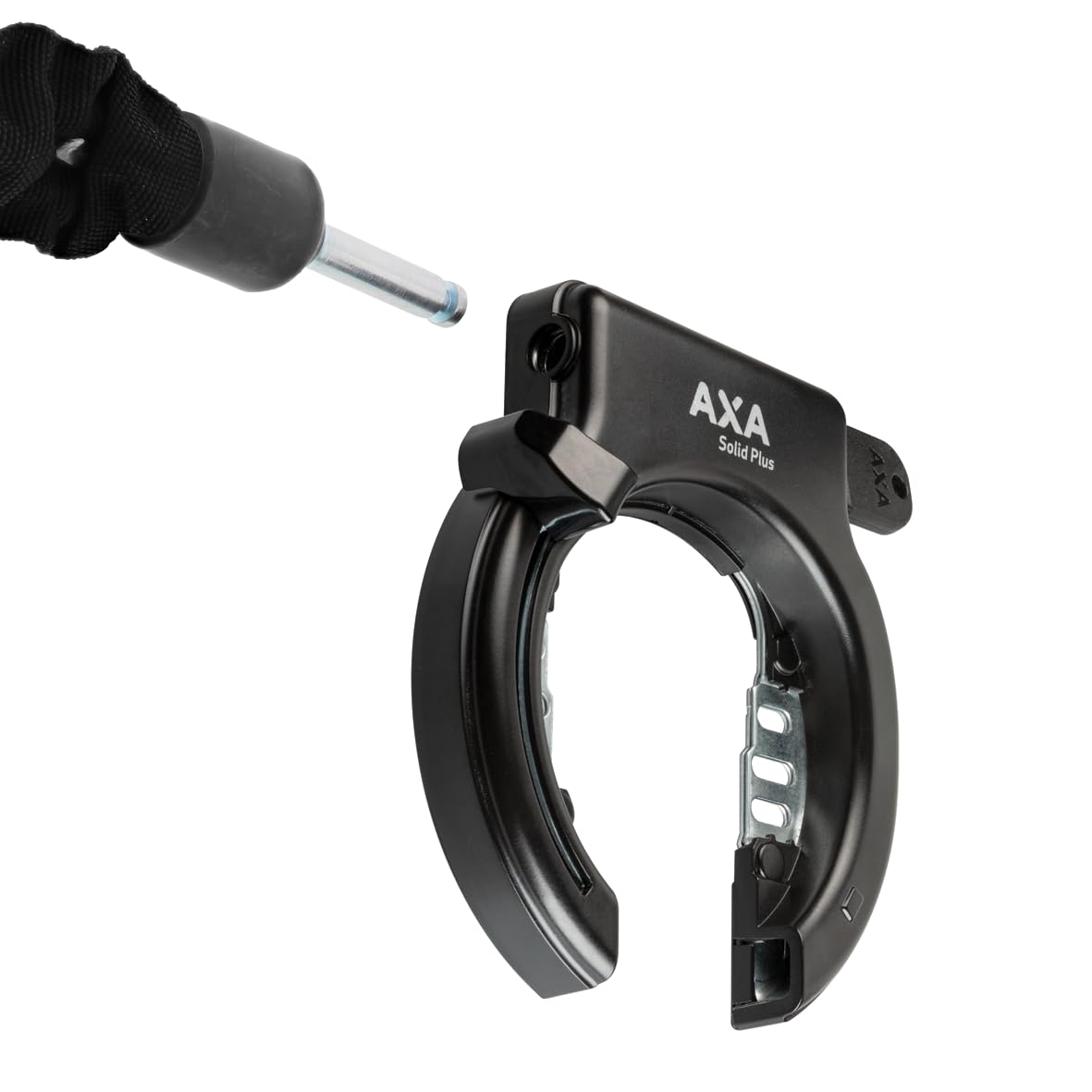 AXA Solid Plus - Lucchetto a telaio retrattile - Livello di sicurezza 11 - Larghezza apertura 57 mm - Catena compatibile - Chiave rimovibile - Nero