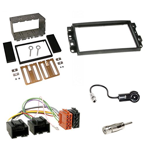 Einbauset: Autoradio Doppel 2-DIN Blende Einbaurahmen Radioblende schwarz + ISO Radioadapter Radio Adapter + Antennenadapter für Chevrolet Aveo (KLAS) 2006-09/2011 Captiva ab06 Epica (KLAC) ab07/06