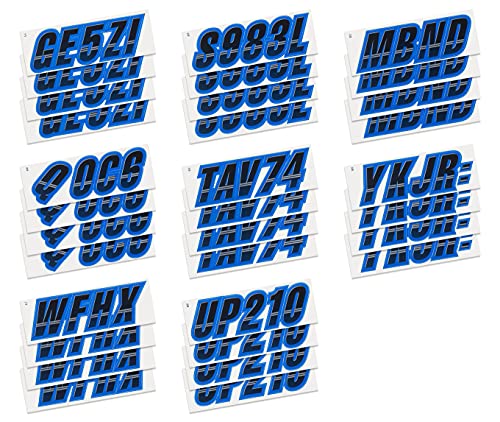 Image of Techtron Black /Blue 3 inch Alpha-Numeric Registration Identification Numbers Stickers Decals for Boats & Personal Watercraft