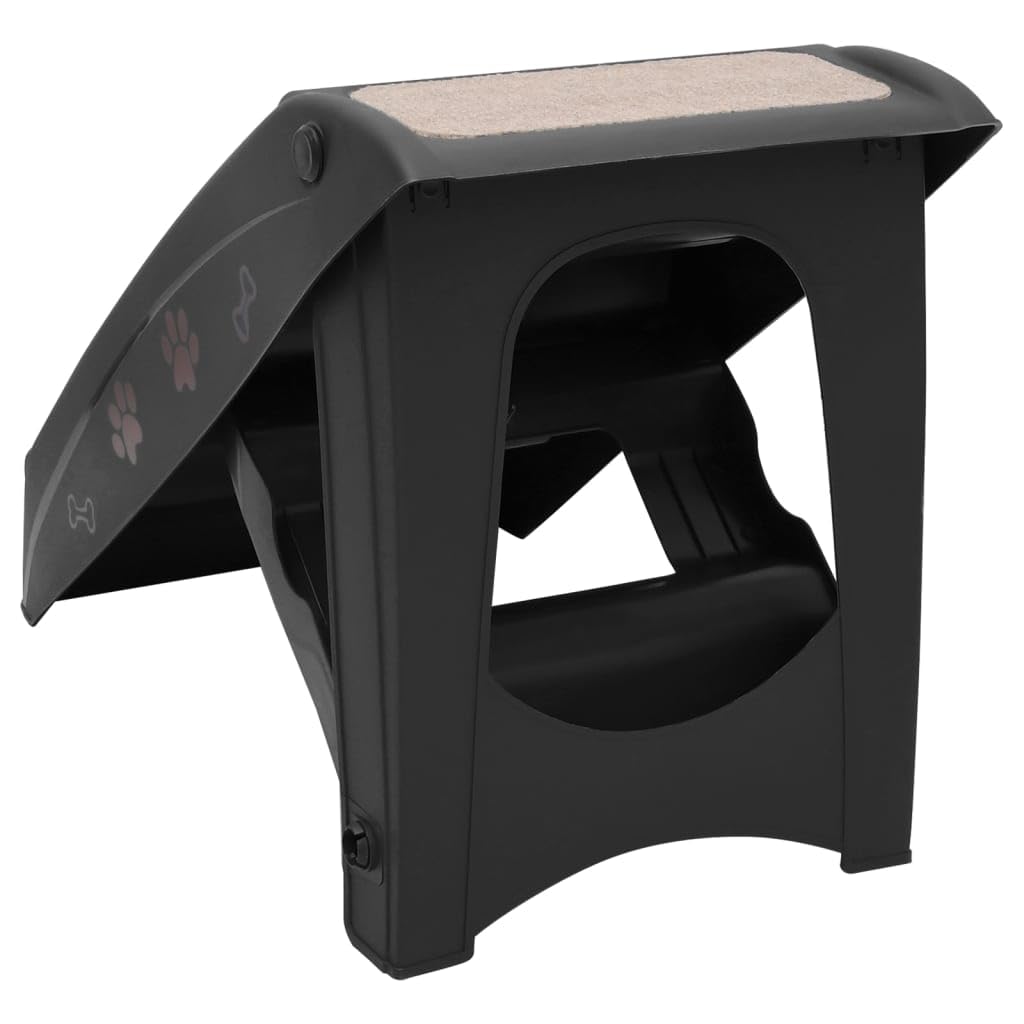 Składane schody dla psa czarne 62x40x49,5 cm, wytrzymałe i lekkie składane chodzenie dla psa, wsparcie do 75 kg z bezpiecznymi barierkami bocznymi i antypoślizgowymi nóżkami