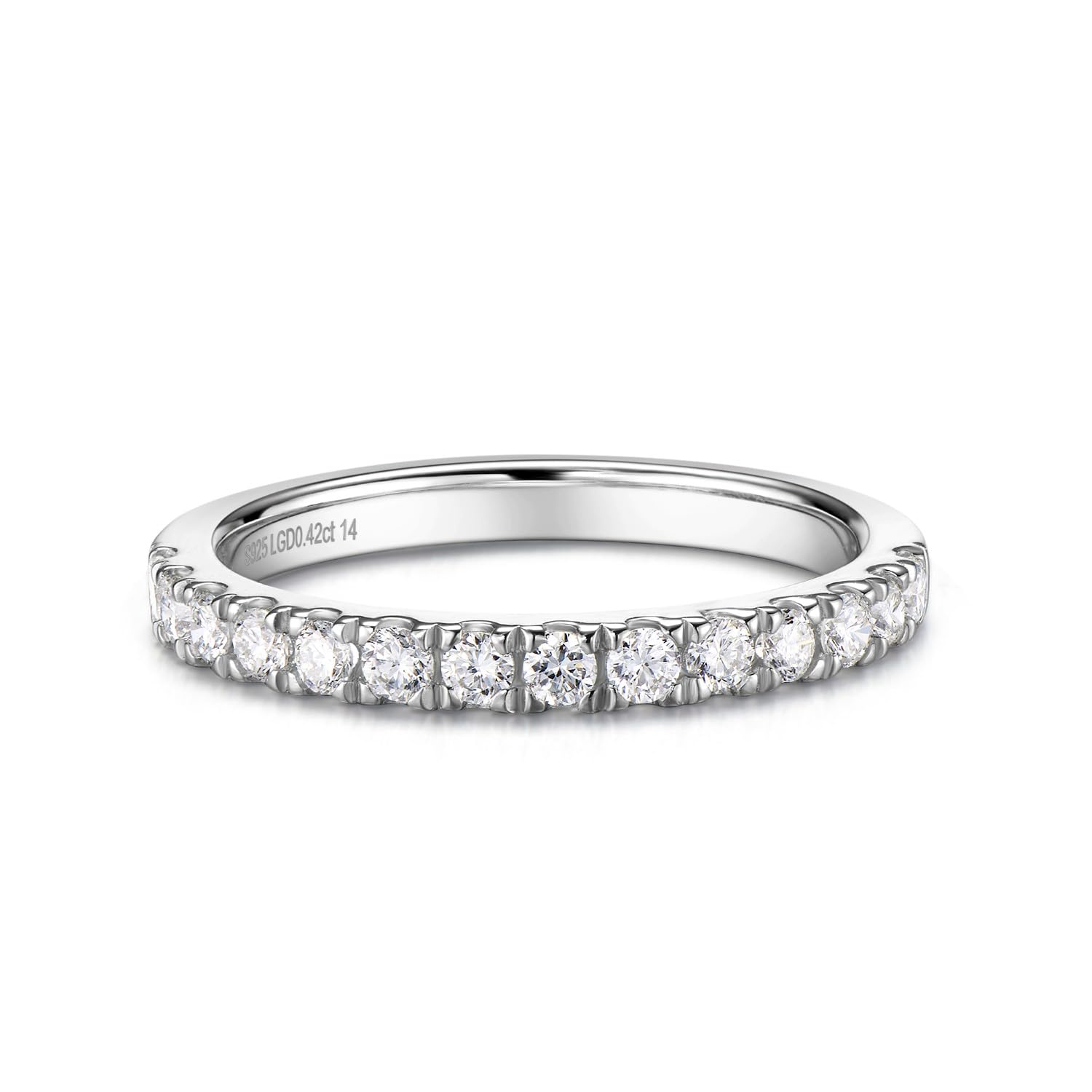 FANCIME Anello da donna con diamanti da 0,42 carati, in argento Sterling 925, per matrimonio, San Valentino, per donna e donna (colore D-E, VS Clarity)