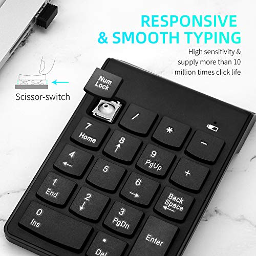 Wireless Numeric Keypad 18 Keys Portable Number Numpad with 2.4G Mini