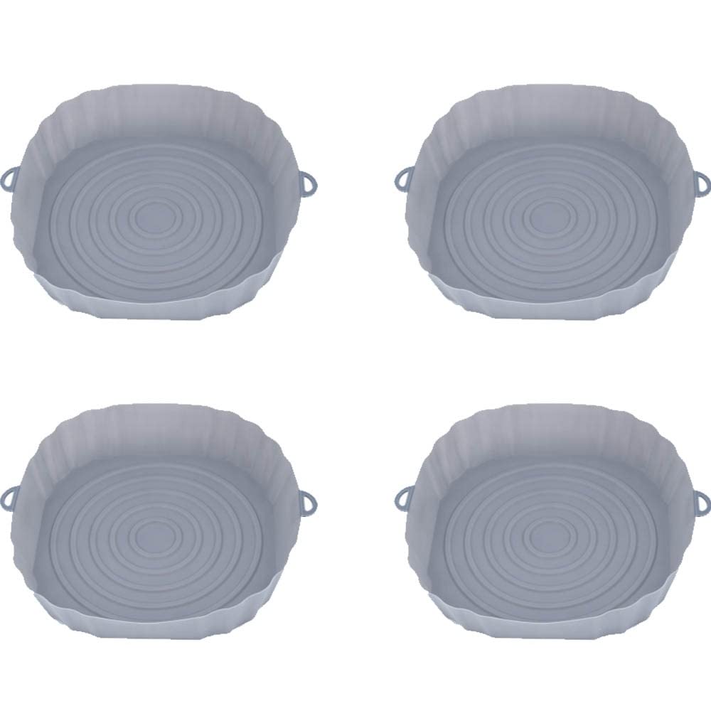 4PCS Air Fryer Silicone Tray Oven Baking Tray Pizza Fried Chicken Baking Tool Reusable Liner Easy To Clean