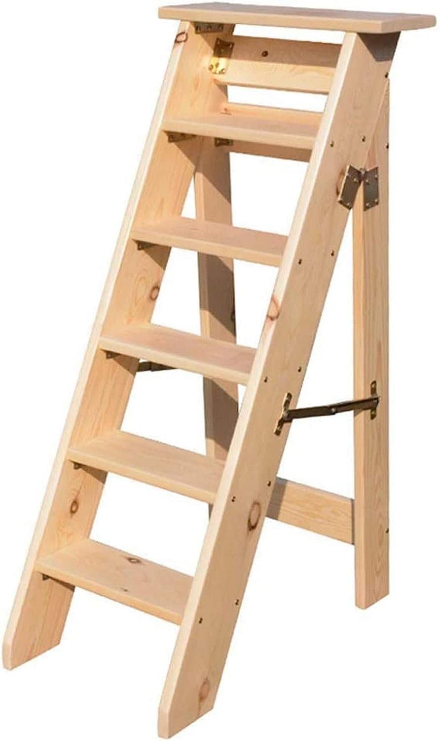 Tabouret-échelle en bois massif pliable escabeau 4 5 6 niveaux charge 150kg