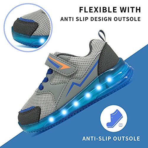 Amzzpik Toddler Light Up Shoes For Boys Kids Led Sneakers Breathable Mesh Tennis Shoes For Toddler Grey Size 7 #TOP2