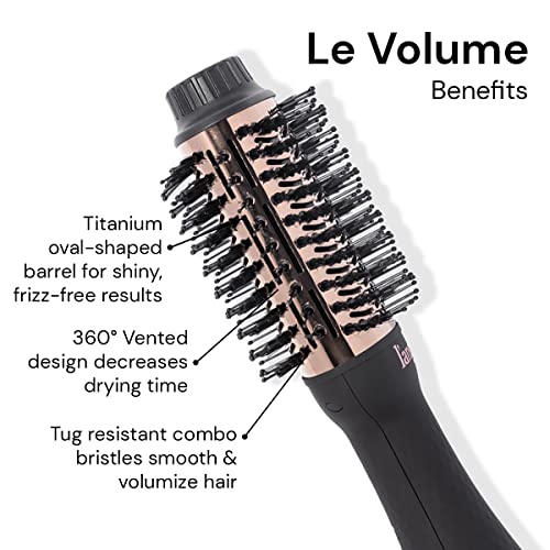 L'ange Hair Le Volume 2-In-1 Titanium Brush Dryer Black | 60Mm Hot Air Blow Dryer Brush In One With Oval Barrel | Hair Styler For Smooth, Frizz-Free Results For All Hair Types #TOP1