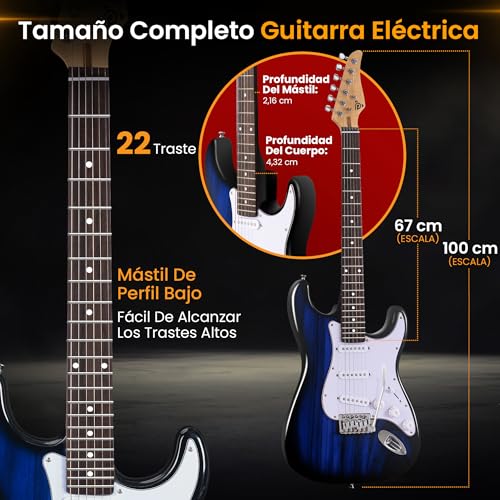 Pyle kit guitarra electrica con amplificador bluetooth portatil, Tamaño completo, Pastillas Humbucker estilo ST, Accesorios incluidos: esctuche, Correa, Cuerdas, Puas, Paño de Limpieza - imagen 3