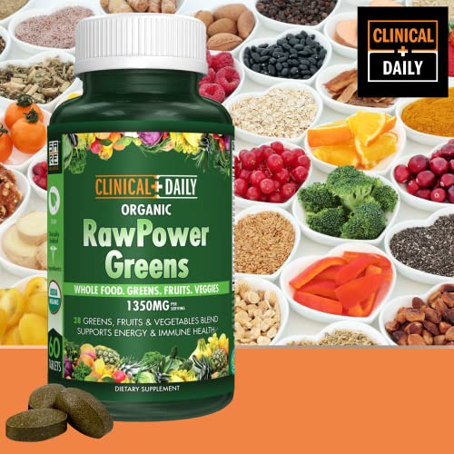 Clinical-Daily-Raw-Power-Greens-Organic-USDA-Tablets-Start-Dissolving-Fast-for-Absorption-Your-Super-Greens-Powder-Organic-Superfood-in-Convenient-Fruits-and-Veggies-Supplement-Pills-Vegan-60-Ct