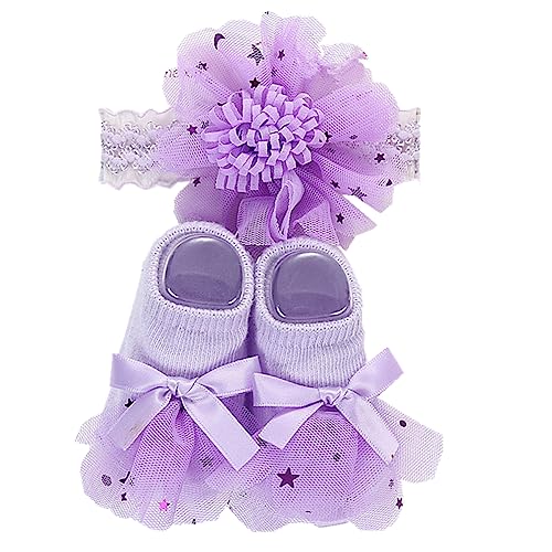 Image of 18-24 inch TatuDoll Girl Doll Accessories 2 Sets Headflowers+Shoes Pink &Purple Suits Reborn Baby Play Accessories