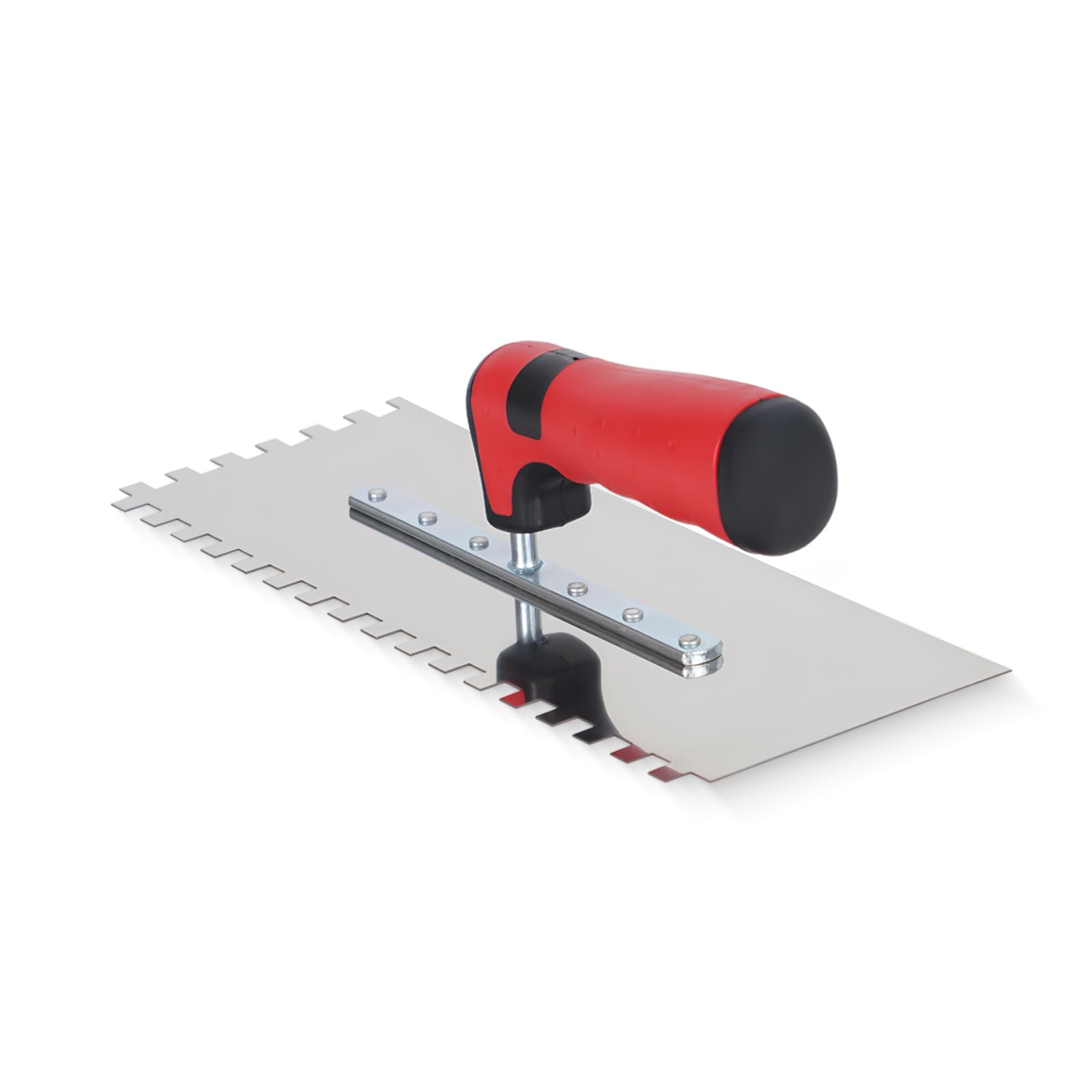 11.02''x4.33'' Tile Adhesive Spreader Notched Tile Trowel Stainless Steel Tiling Trowel Tiling Tools with Rubber Handle Grip Notched Trowels Cement Tool for Plastering, Bricklaying & Flooring Tool