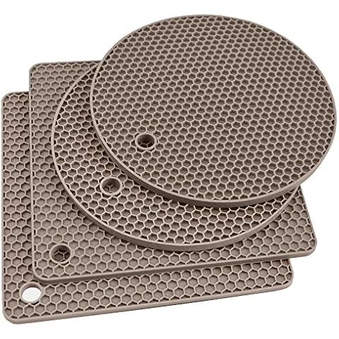 Silicone Trivet for Hot Dishes, Silicone Hot Pads Trivets Mat for Hot Pots and Pans, 4PCS Heat Resistant Silicone Hot Mats, Pot Holders, Tables Mats for Countertop, Jar Opener, Drying Mat Cover