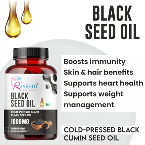 Image of Pure Organic Cold-Pressed Black Seed Oil Softgels - Non-GMO Pure Nigella Sativa Black Cumin Seed Oil for Beauty Immunity & Overall Wellness Support - Thymoquinone-Rich 1000mg Serving 100 softgels