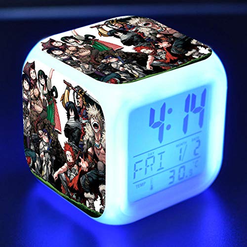 Preisvergleich Produktbild Kinder Nachttisch digitaler Wecker LED buntes Nachtlicht Stimmungswecker quadratische Uhr Berührungsschalter Stumm Reise kleiner Wecker mit USB Ladeanschluss Geschenk für Kinder Q06