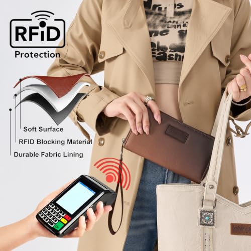 Image of Wrangler Wallet Women RFID Blocking, Gradient Wristlet Wallet for Daily Use
