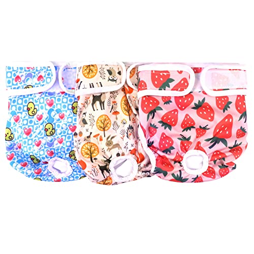 3 Packs Reusable Dog Nappies, Super Absorbent Washable Dog Diapers Puppy Sanitary Wraps Panties for Female Pet Incontinence and Long Travels 40-50 cm/15.7-19.7 (M)