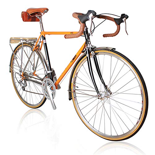 HUWAI 700C Road Bike 27 Speed Bike, Featuring Retro-Styled Step-Over Steel Frames, 7-Speed