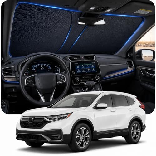 Image of [2026 Upgraded] DooGooCoo Windshield Sun Shade for Honda CRV 2017-2021 2022 [Cooling Ice-Crystal, 100% Sun Block ] Car Sun Shade Windshield for Honda CRV Sun Shade, Custom Fit for CR-V.