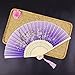 Składany wentylator ręczny, składany wentylator ręczny fioletowy bambusowe wentylatory Eleganckie kwiaty wiśni Japoński chiński wentylator z różowym frędzlem Ręcznie składany jedwa
