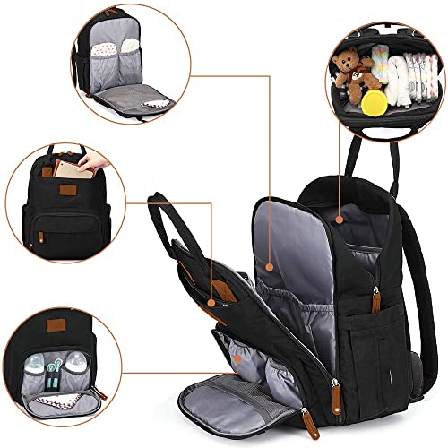 Mochila de Maternidade Donna Laço Bebê LB Kyara Preto