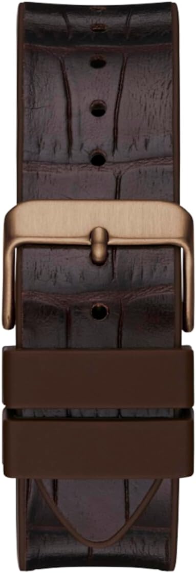 Guess Mens Trend Multifunction 43mm Watch – Coffee Stainless Steel Case with Blue Diamond Dial & Brown Croco Leather Strap