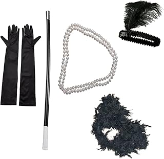 5 Pçs Gatsby Traje Gatsby Kit De Retro Kit De Roupas Terno Capa De Tsby Conjunto De Acessórios Faixa De Cabeça Preto Acessório Vintage Gatsby