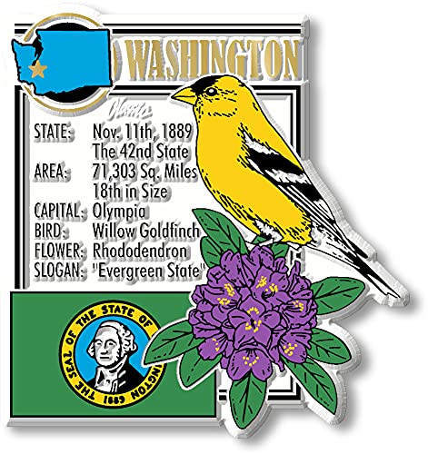 Washington State Montage Magnet by Classic Magnets, 2.7" x 3.2", Collectible 3D Rubber Vintage-Style Souvenirs and Gifts Made in the USA
