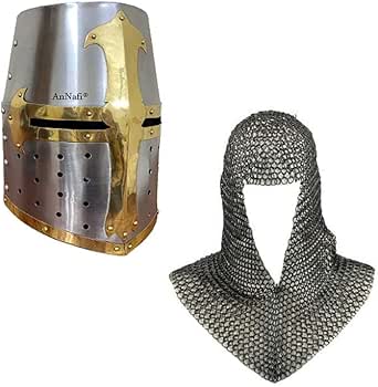 Chainmail Coif MS Iron Steel U-Neck Chain Mail Hood Medieval